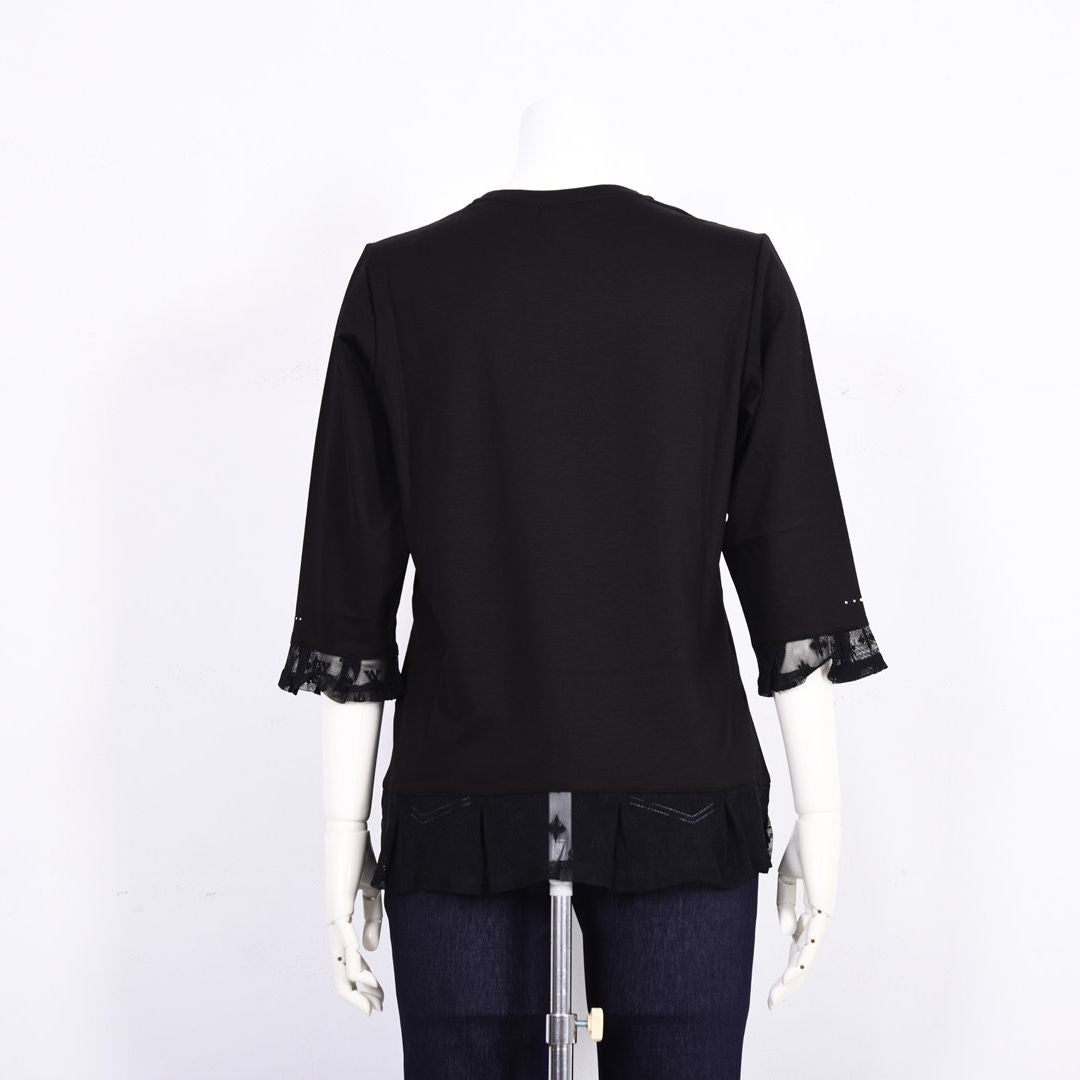 7分袖　チュール切り替えカットソー　VALENZA　5162304