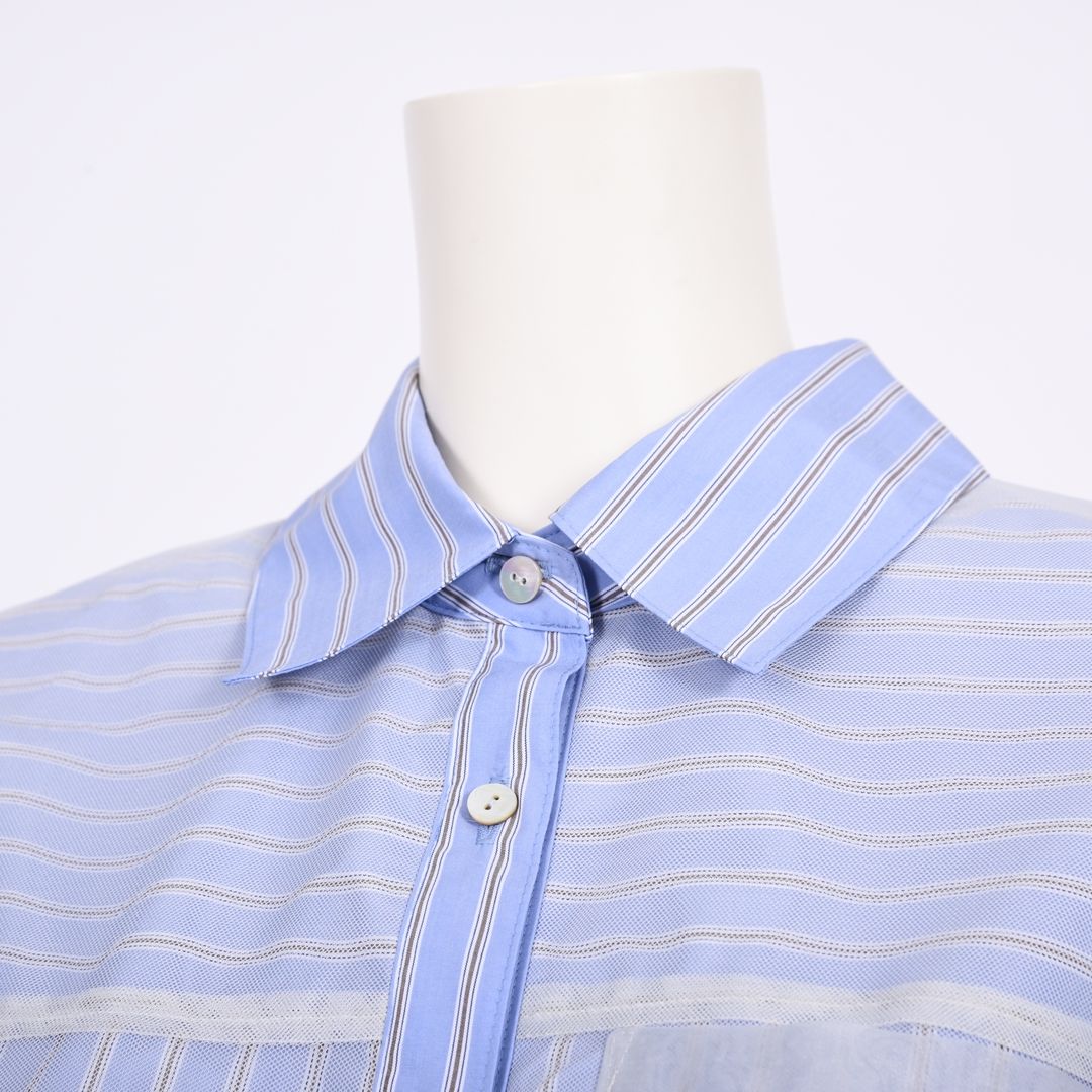 ストライプonチュール　シャツブラウス　B DONNA　6051105