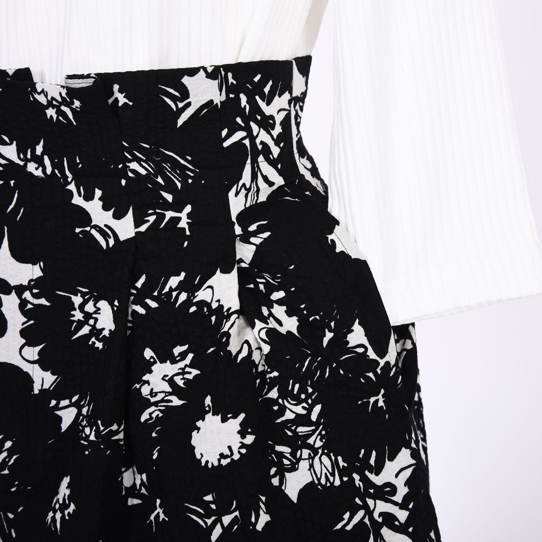 【綿100%】【シワ加工】花柄プリント　ワイドパンツ　B DONNA　6056110