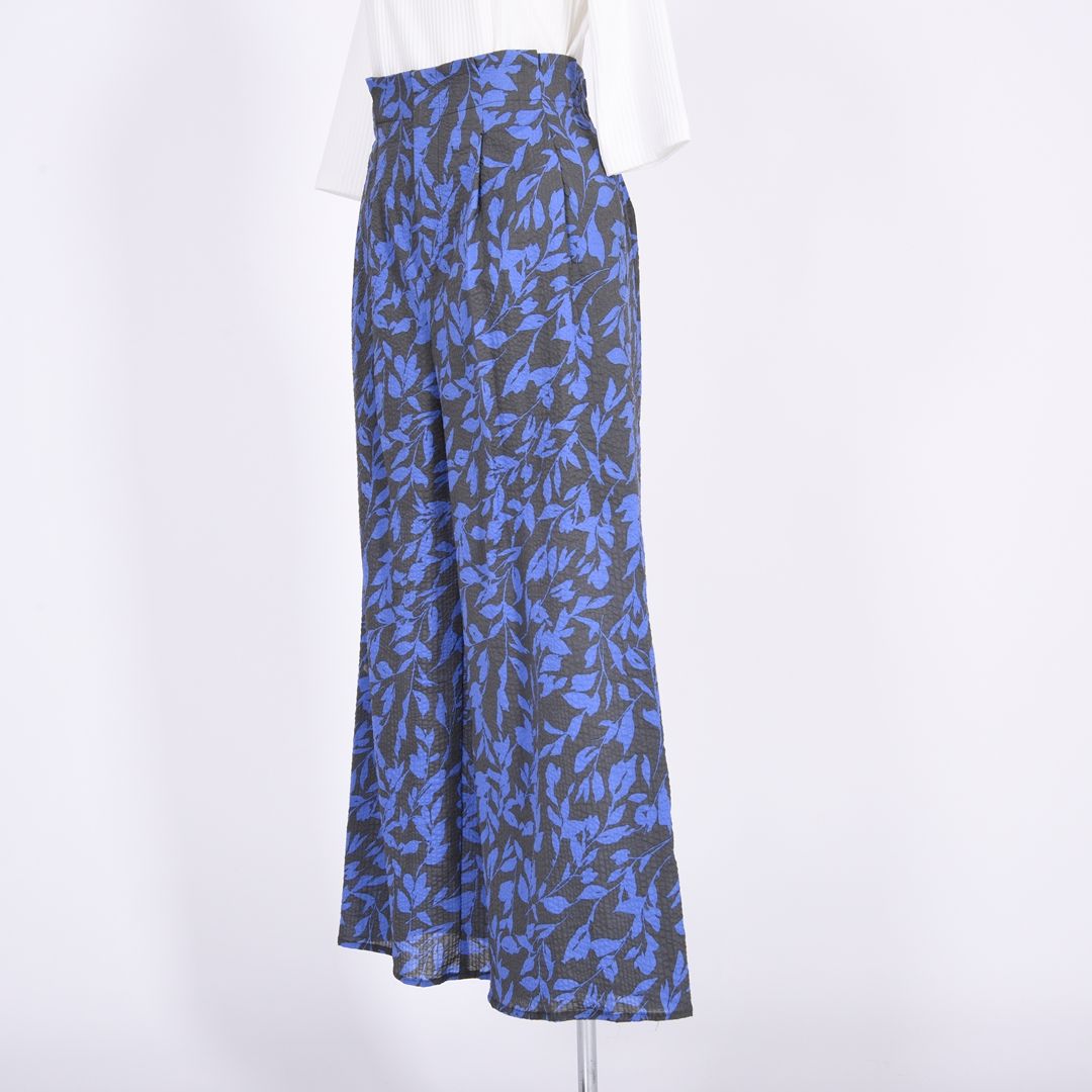 【綿100%】【シワ加工】花柄プリント　ワイドパンツ　B DONNA　6056110