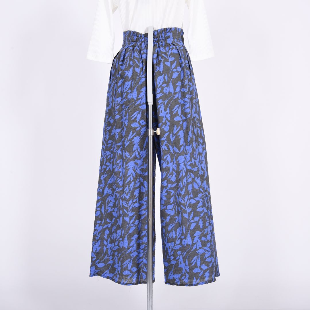 【綿100%】【シワ加工】花柄プリント　ワイドパンツ　B DONNA　6056110