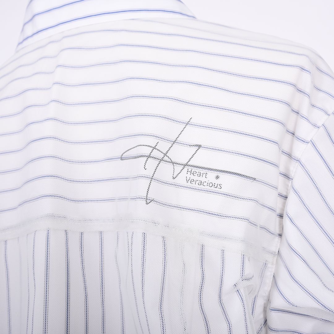 ストライプonチュール　シャツブラウス　B DONNA　6051105