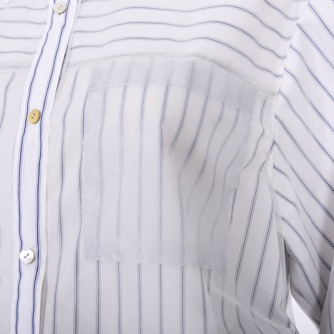 ストライプonチュール　シャツブラウス　B DONNA　6051105