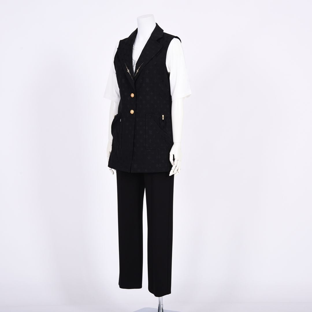 【Lサイズ】モノグラムジャガード　ミドル丈ジレ　VALENZA　5567303