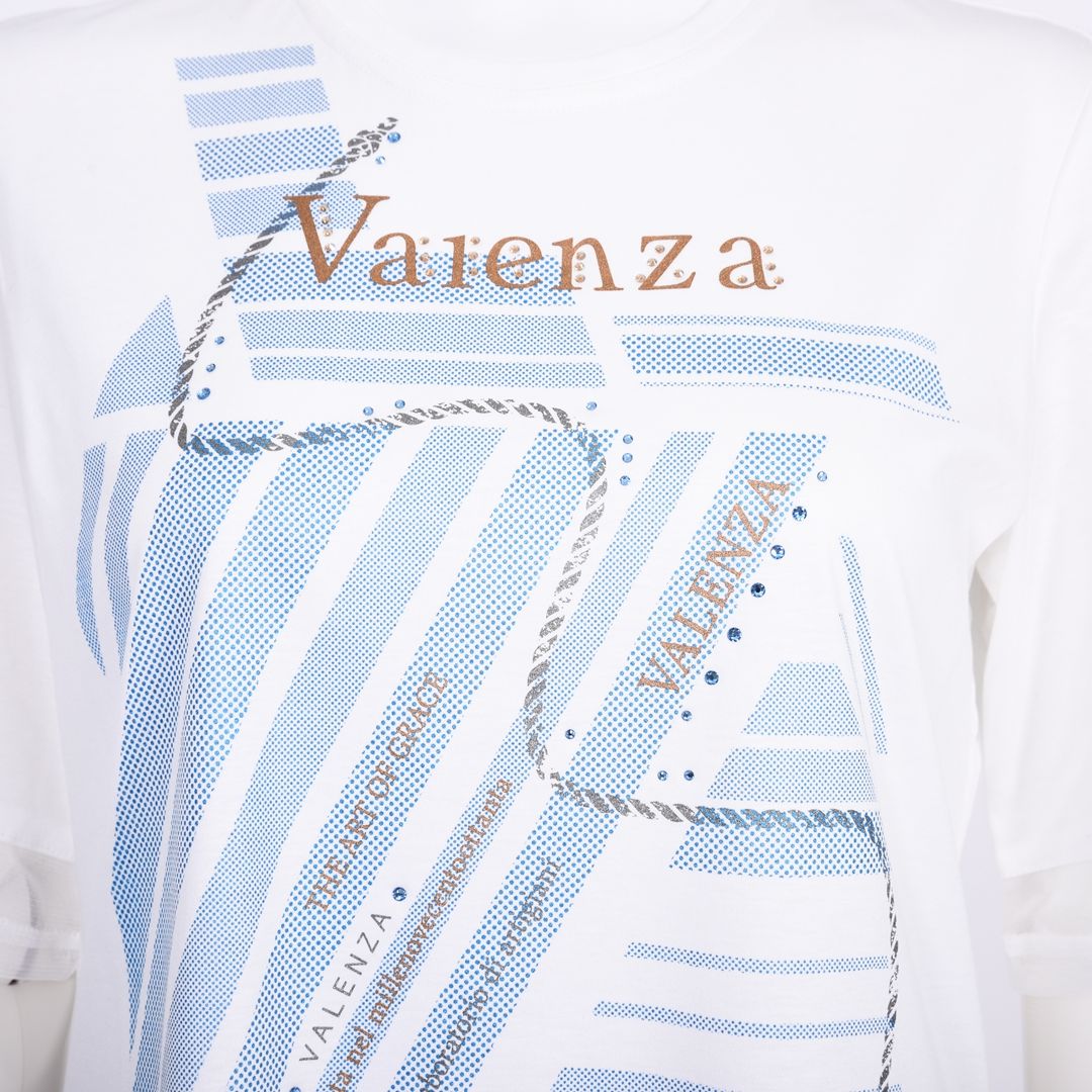 7分袖　チュール切り替えカットソー　VALENZA　5162305