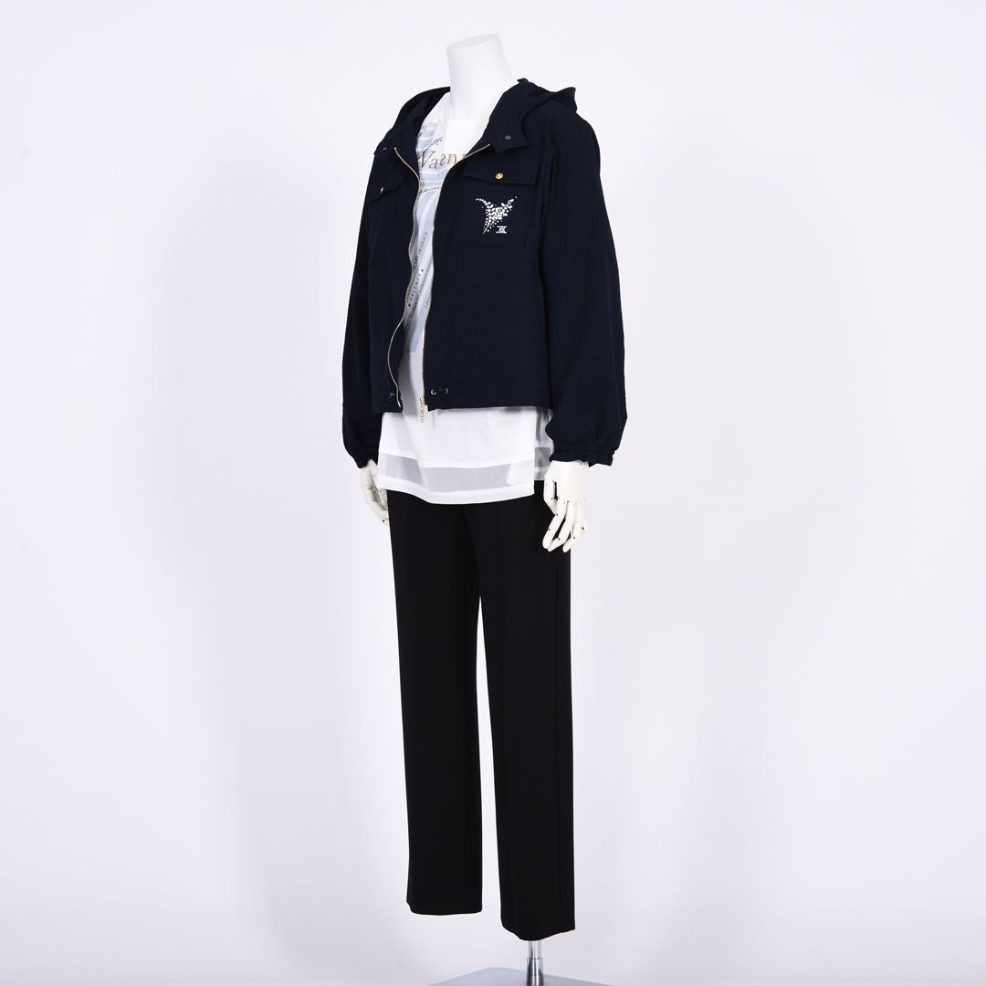 【Lサイズ】ギンガムサッカー　フード付きブルゾン　VALENZA　5567304