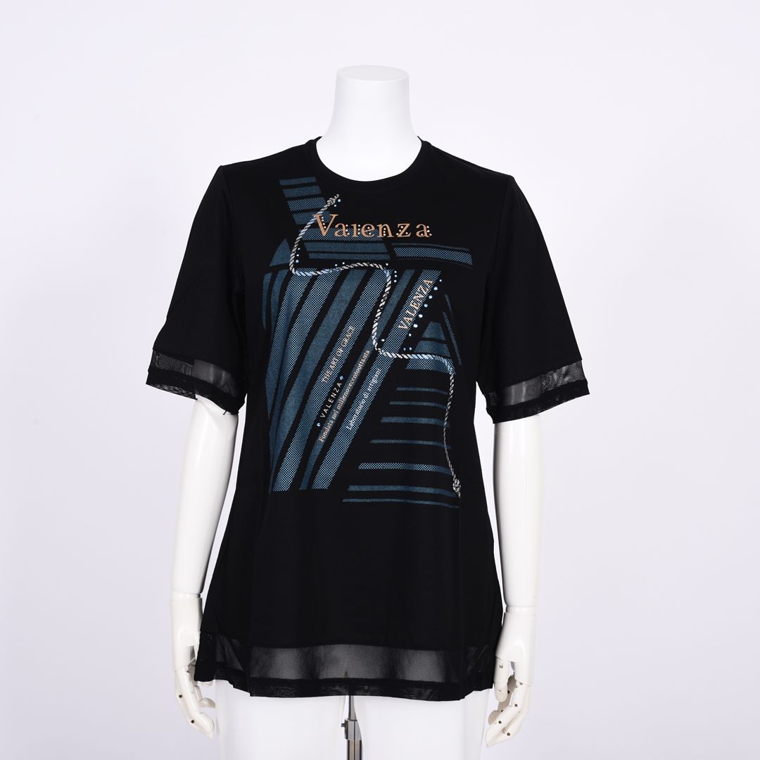 7分袖　チュール切り替えカットソー　VALENZA　5162305