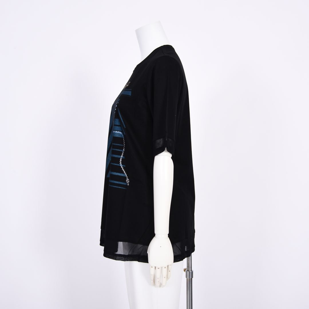 7分袖　チュール切り替えカットソー　VALENZA　5162305