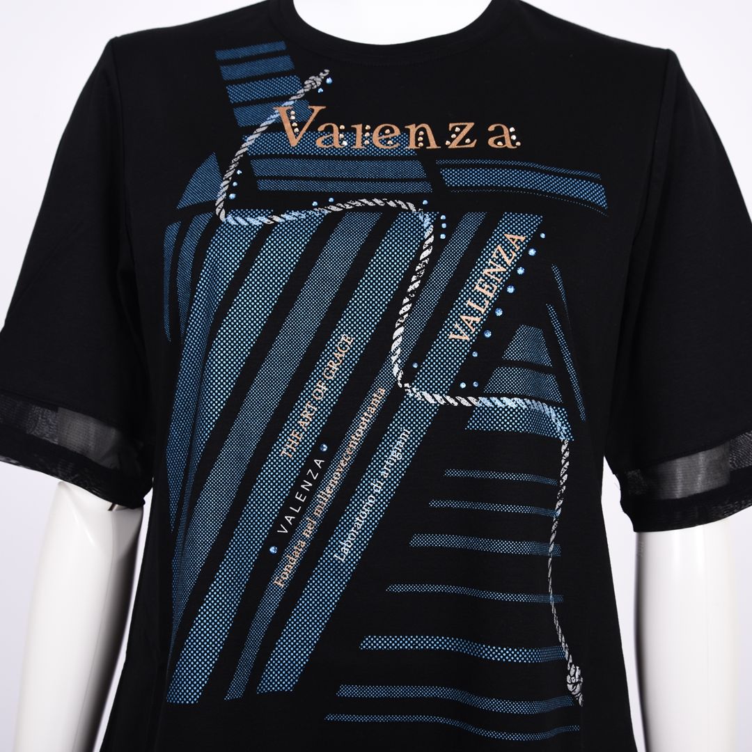 7分袖　チュール切り替えカットソー　VALENZA　5162305