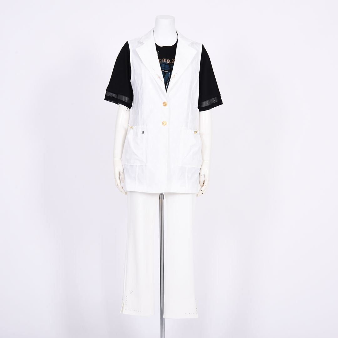 【Lサイズ】モノグラムジャガード　ミドル丈ジレ　VALENZA　5567303