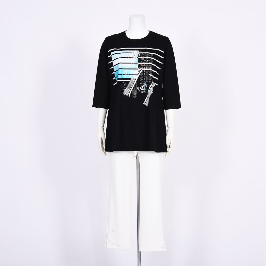 【Lサイズ】マリンモチーフ　Aラインカットソー　VALENZA　5562310