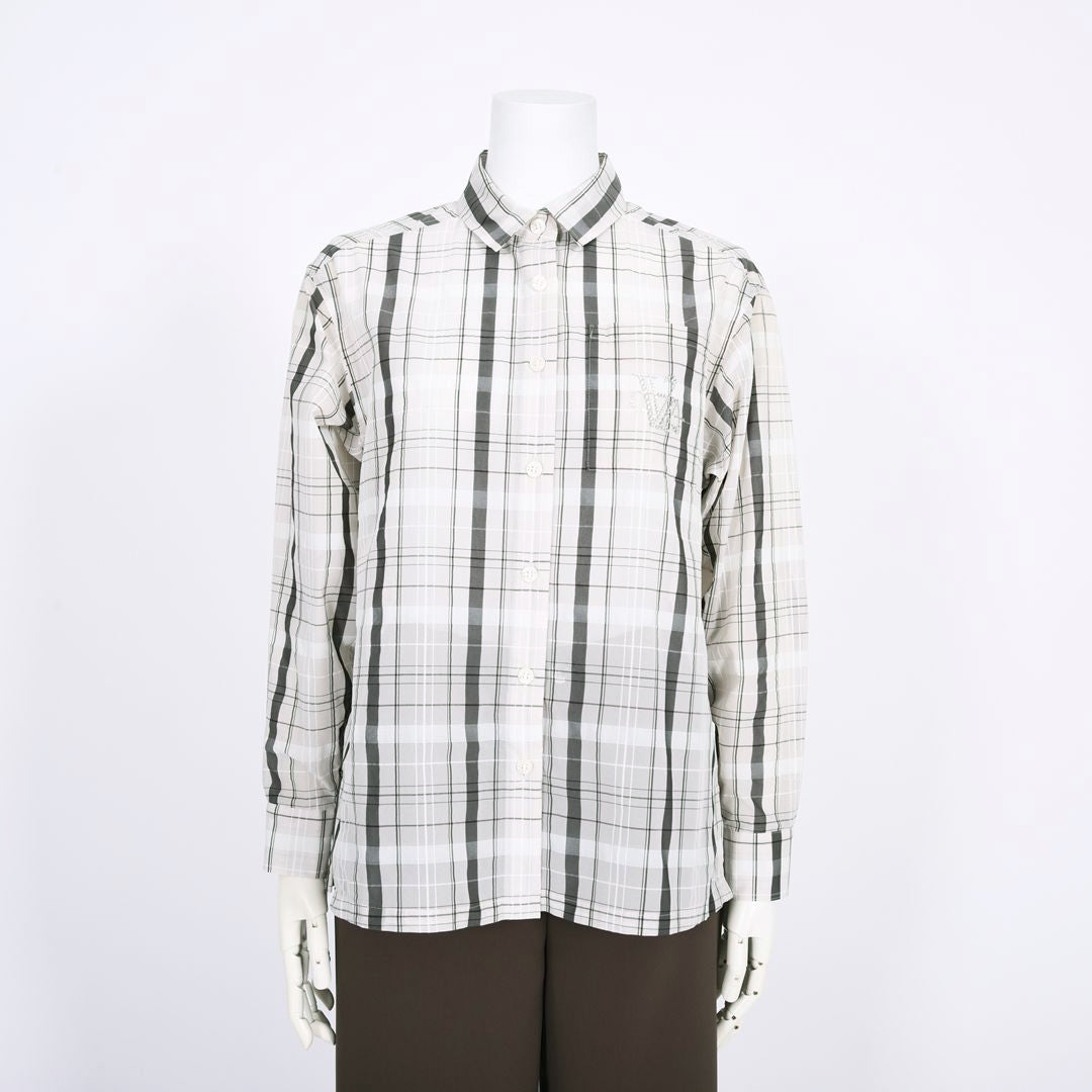 【Lサイズ】シアーチェック　シャツブラウス　VALENZA　5561306