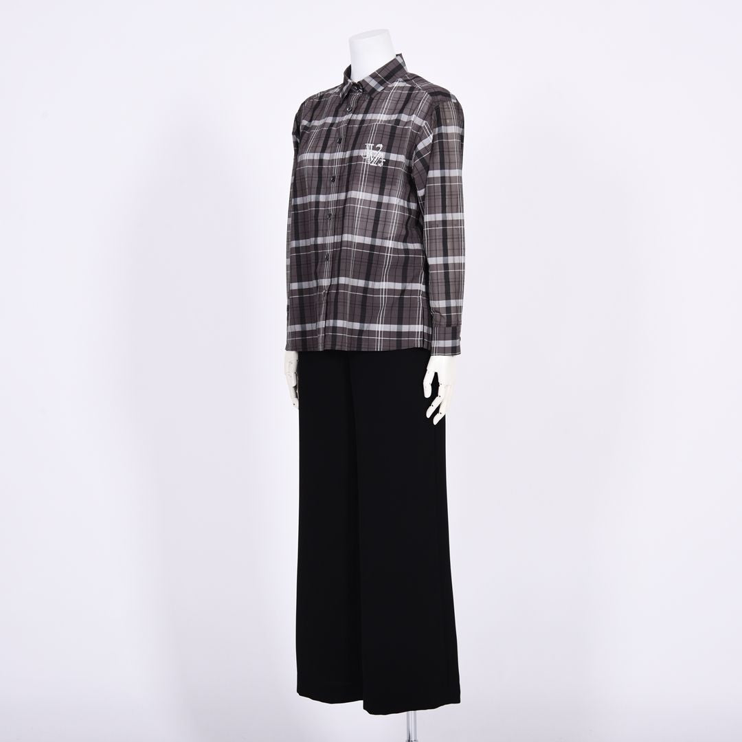 【Lサイズ】シアーチェック　シャツブラウス　VALENZA　5561306