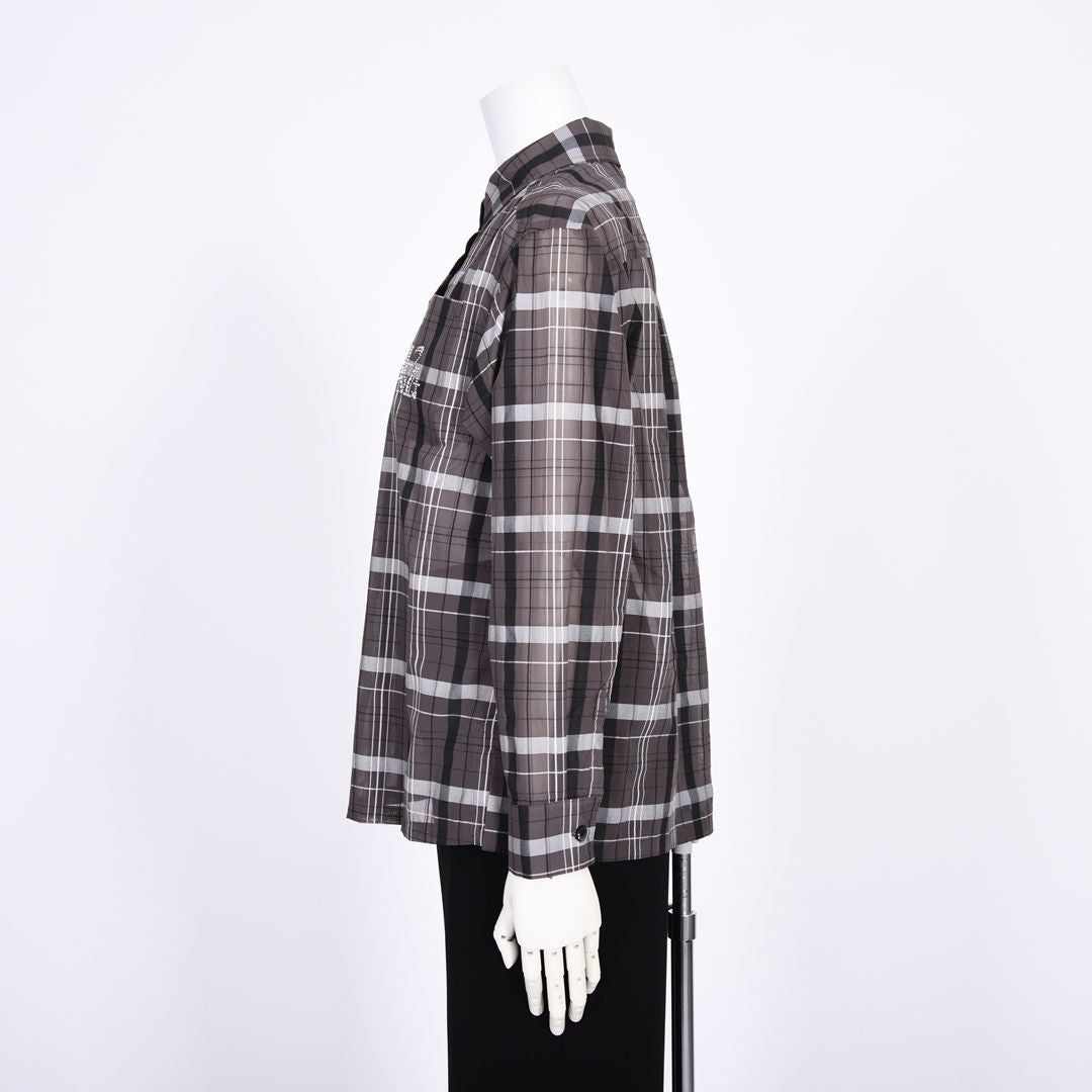 【Lサイズ】シアーチェック　シャツブラウス　VALENZA　5561306