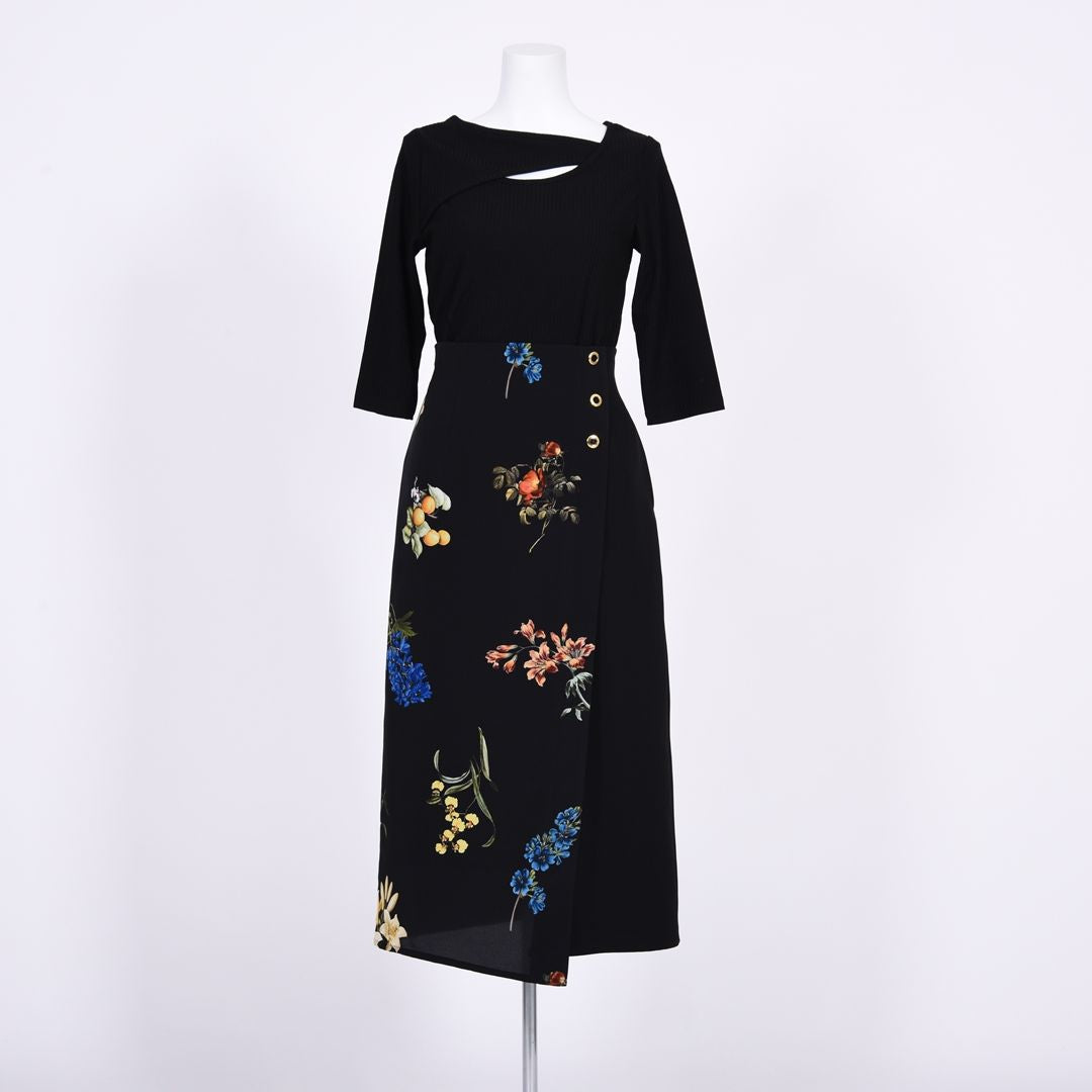 ラップ風ロングタイトスカート　B DONNA　6055109