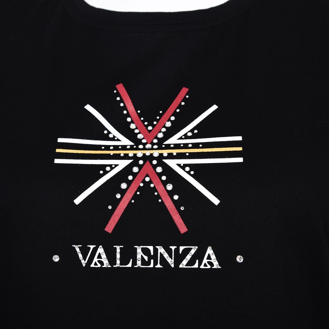 【綿100%】フロントモチーフ　5分袖カットソー　VALENZA　5162425