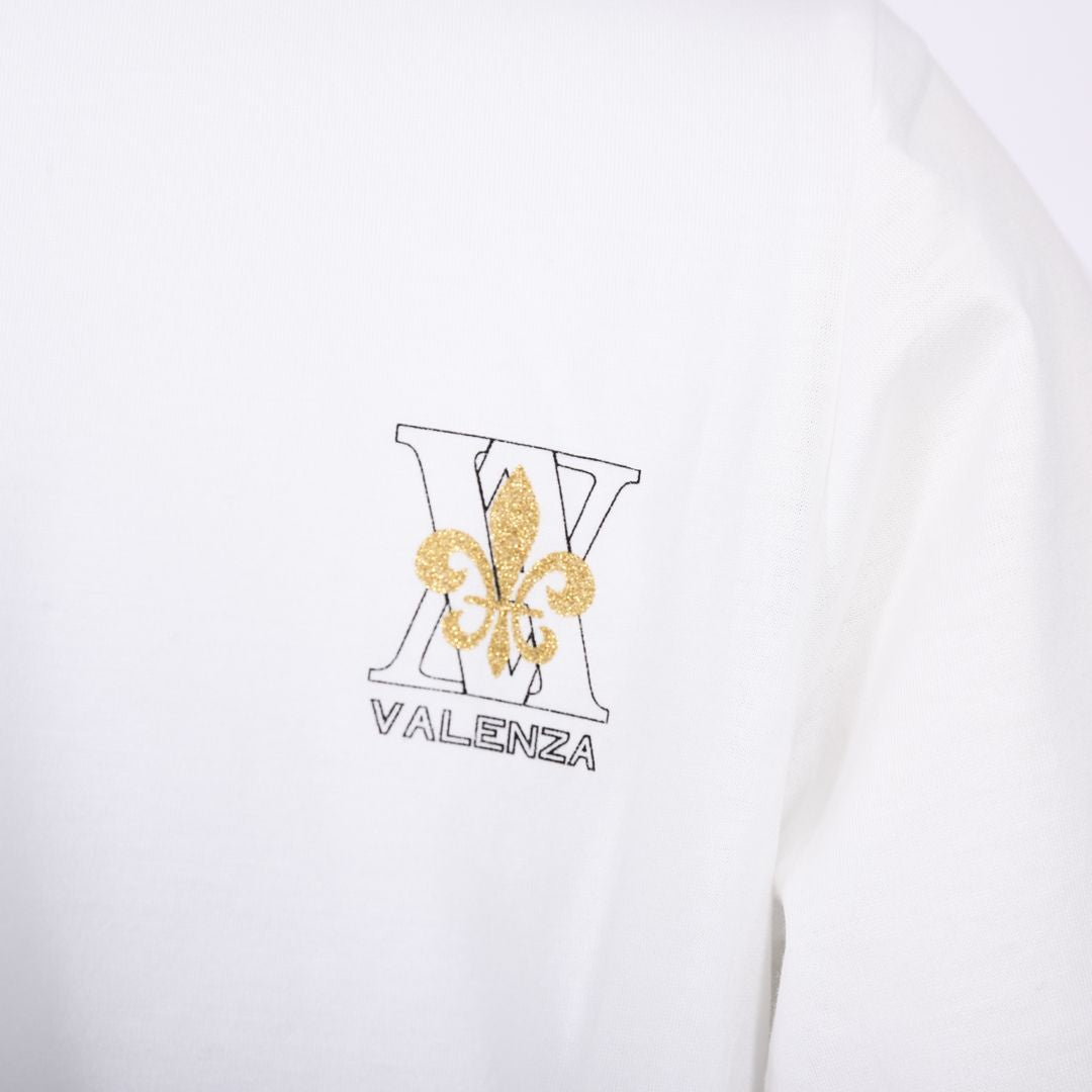 【綿100%】フロントモチーフ　5分袖カットソー　VALENZA　5162425