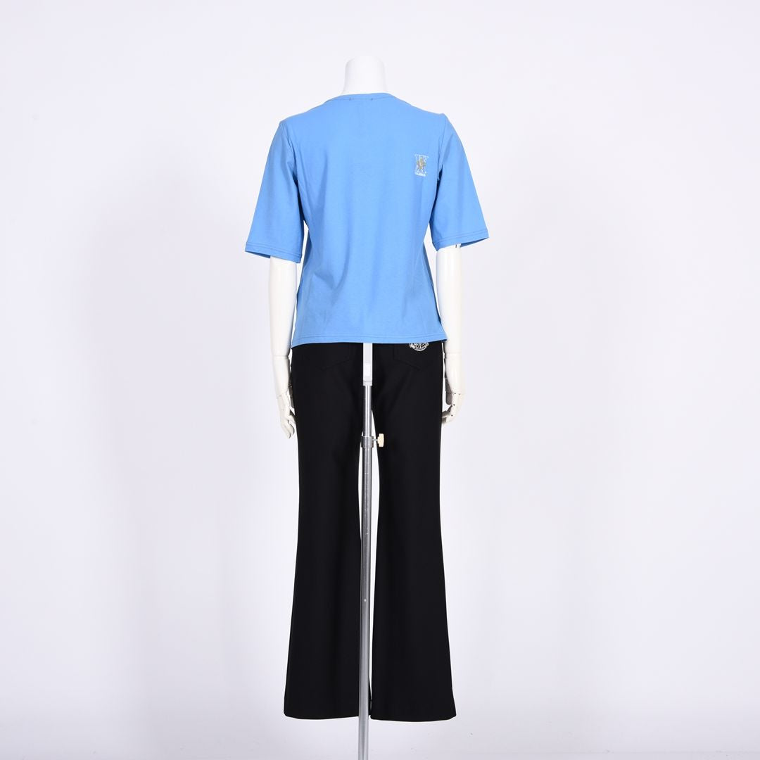 【Lサイズ】【綿100%】ワッペンモチーフ　5分袖カットソー　VALENZA　5562317
