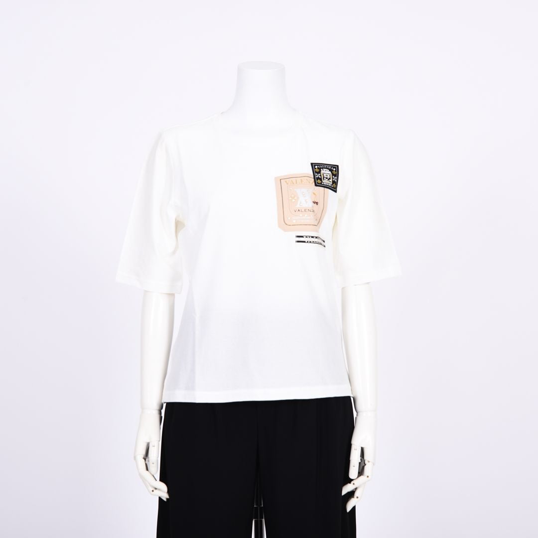 【綿100%】ワッペンモチーフ　5分袖カットソー　VALENZA　5162317