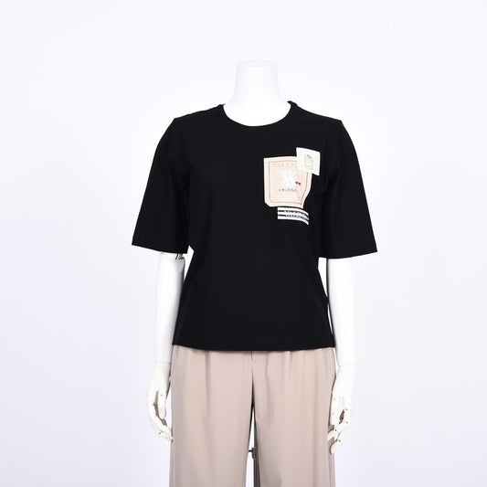 【綿100%】ワッペンモチーフ　5分袖カットソー　VALENZA　5162317
