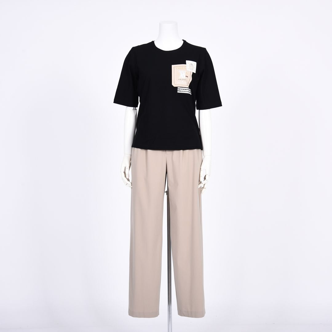 【Lサイズ】【綿100%】ワッペンモチーフ　5分袖カットソー　VALENZA　5562317