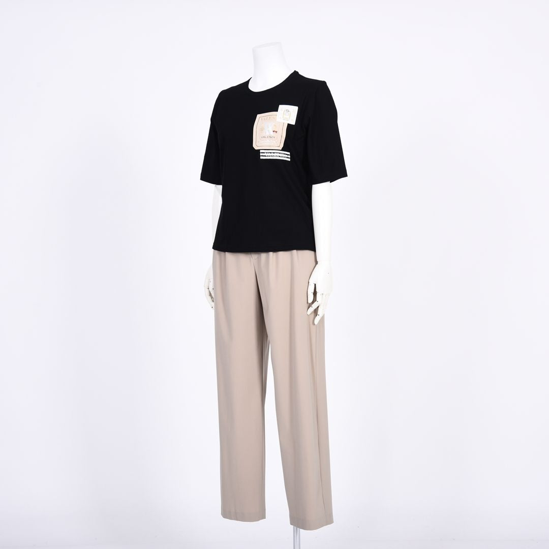 【綿100%】ワッペンモチーフ　5分袖カットソー　VALENZA　5162317