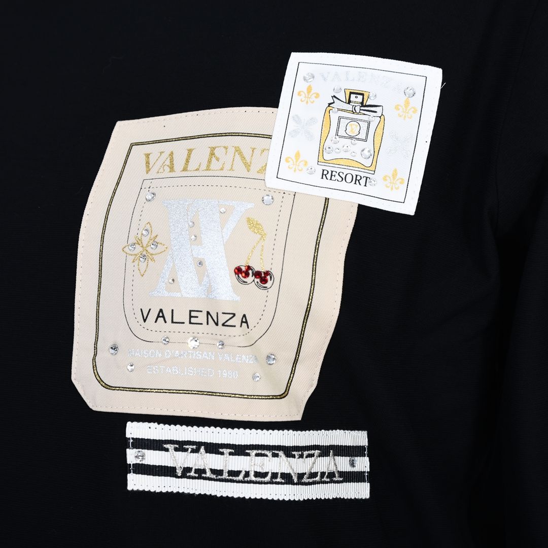 【Lサイズ】【綿100%】ワッペンモチーフ　5分袖カットソー　VALENZA　5562317