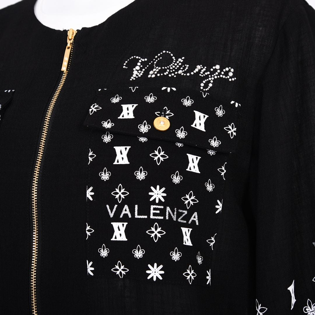 麻調ノーカラー　シアーブルゾン　VALENZA　5167307