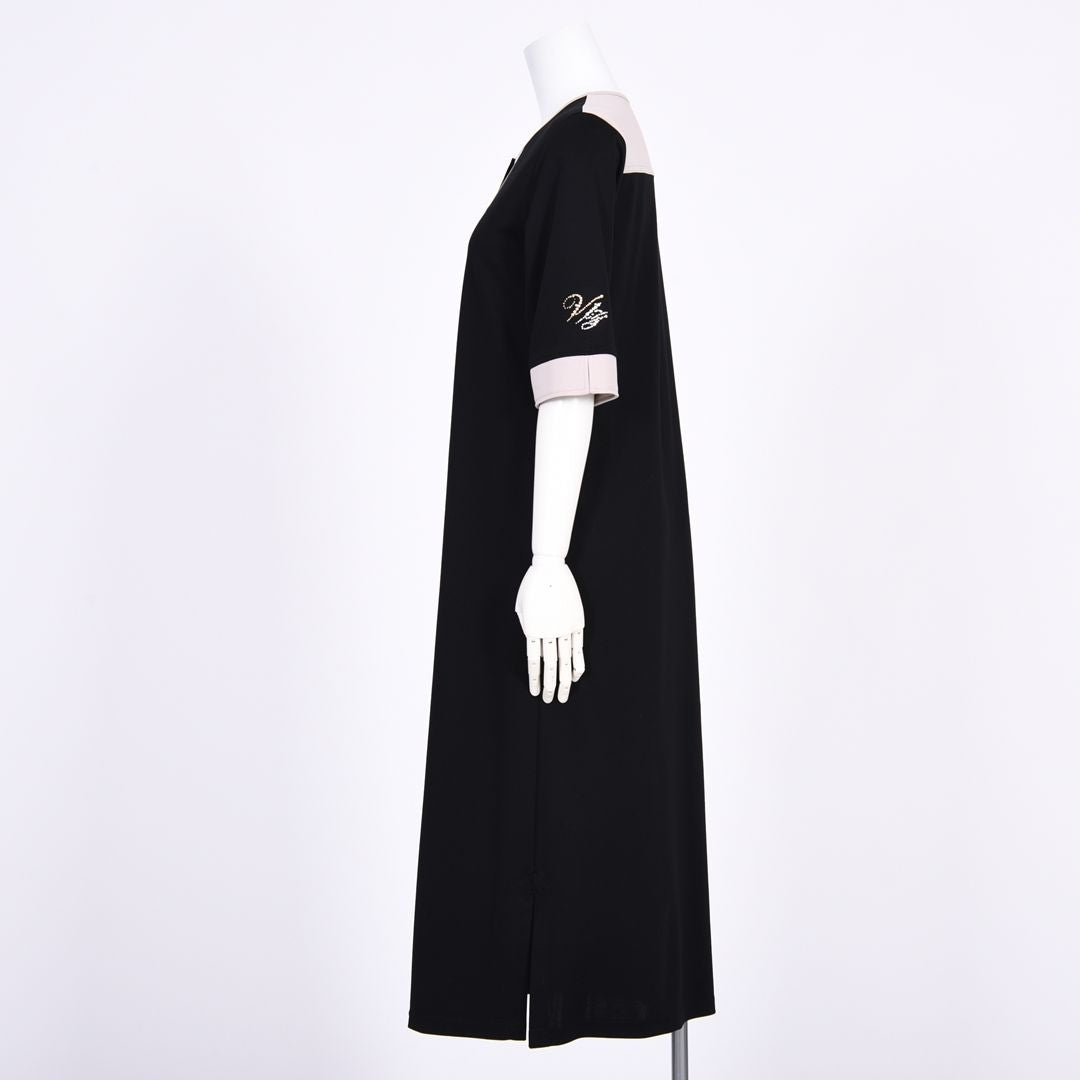 ポンチ素材　配色ワンピース　VALENZA　5169400