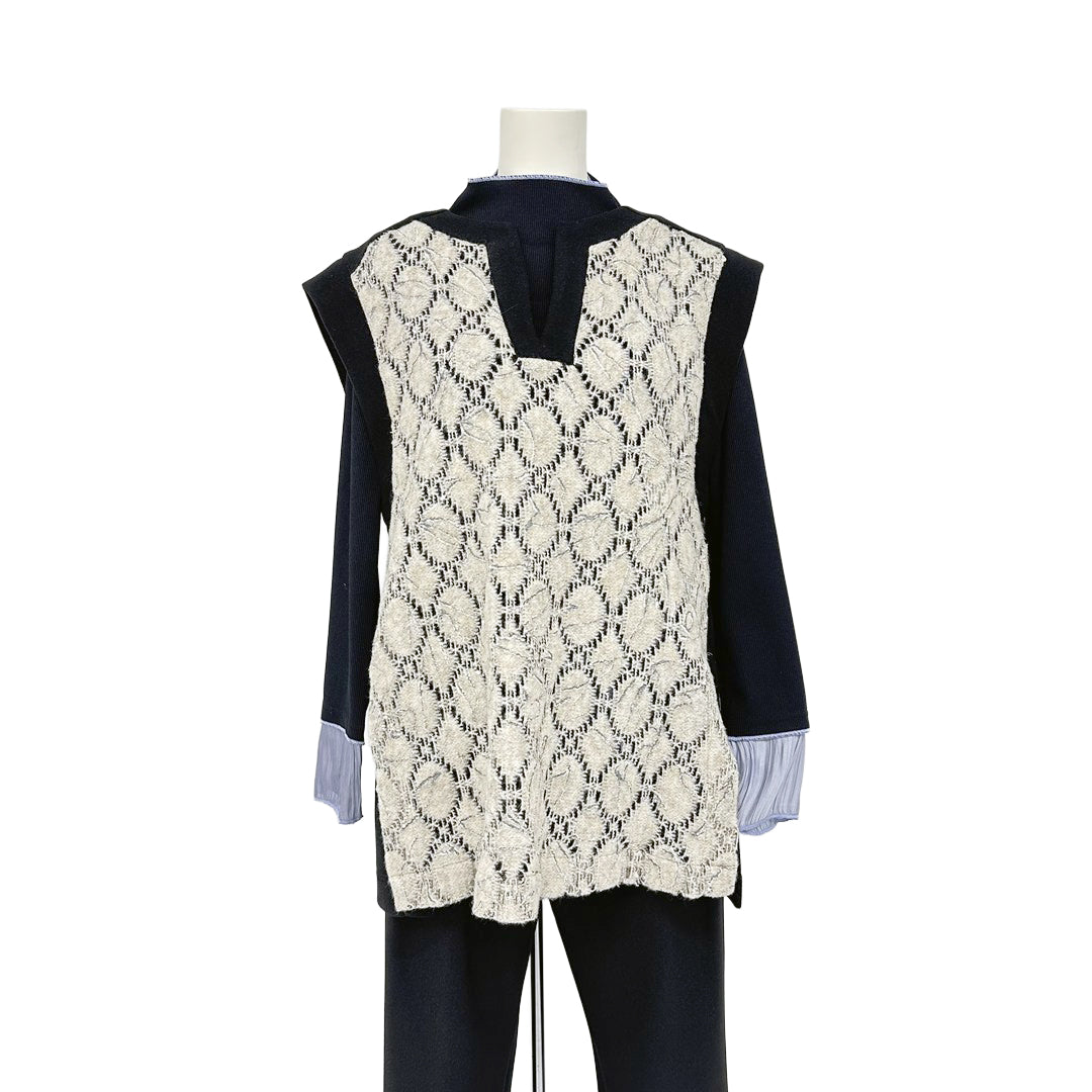 Vネック　異素材ドッキングベスト　B DONNA　6057113