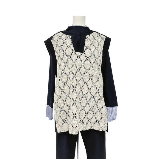 Vネック　異素材ドッキングベスト　B DONNA　6057113