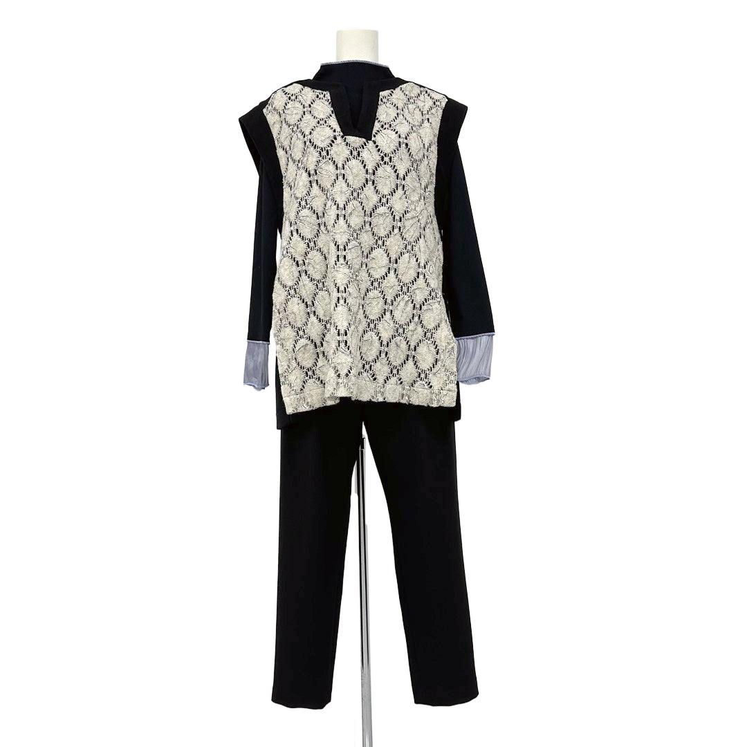 Vネック　異素材ドッキングベスト　B DONNA　6057113