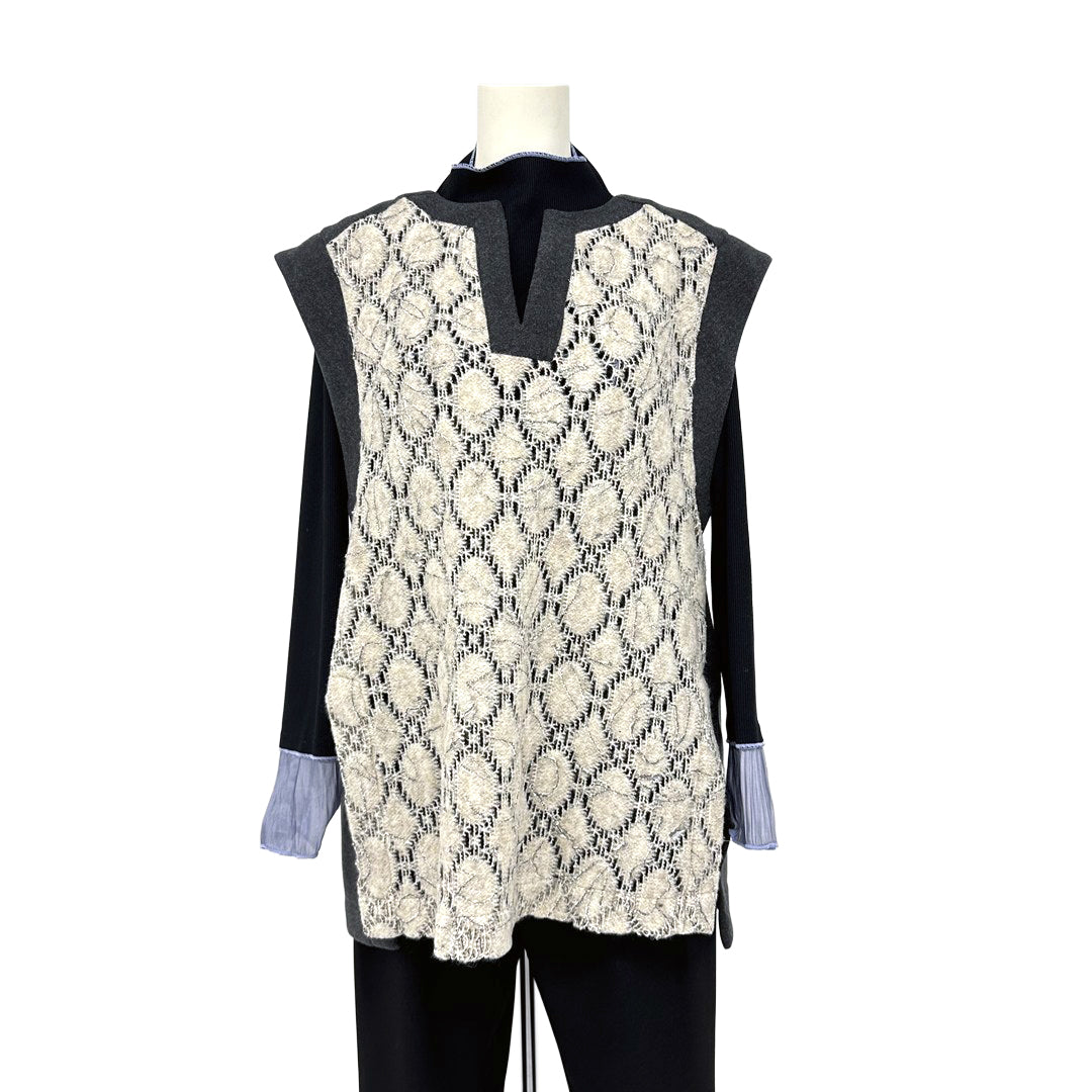 Vネック　異素材ドッキングベスト　B DONNA　6057113