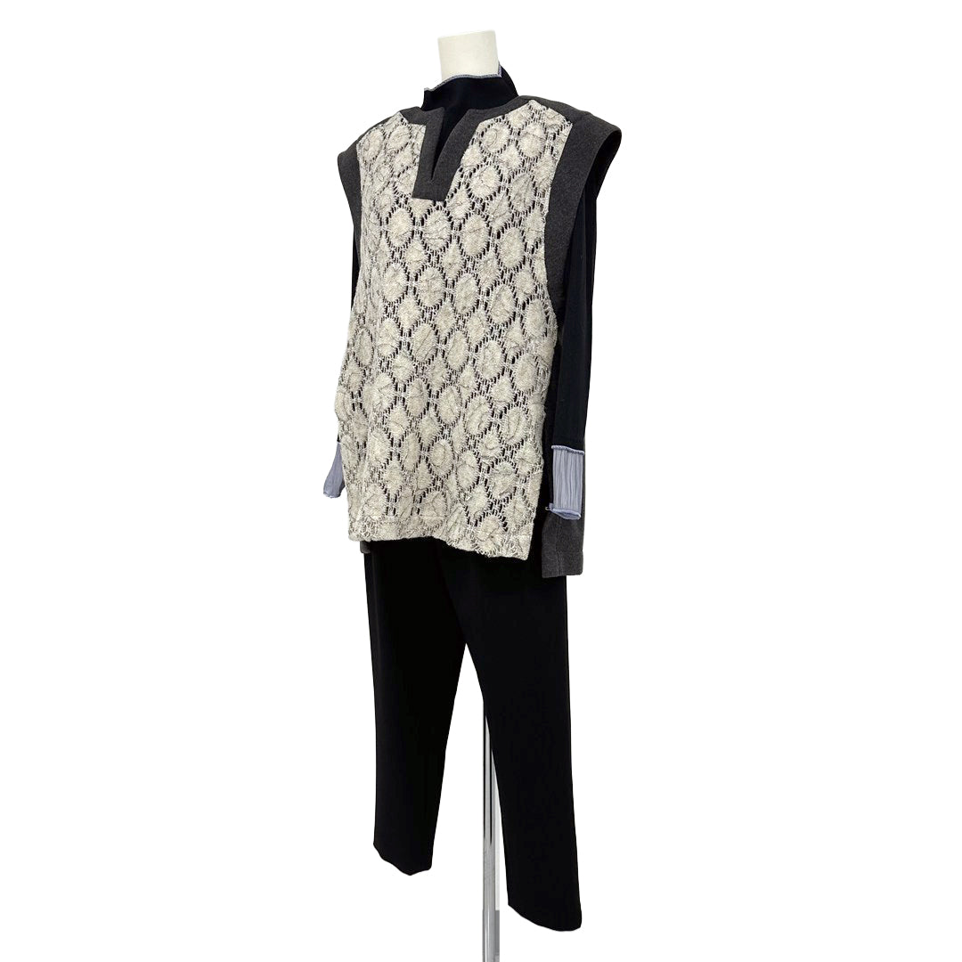 Vネック　異素材ドッキングベスト　B DONNA　6057113