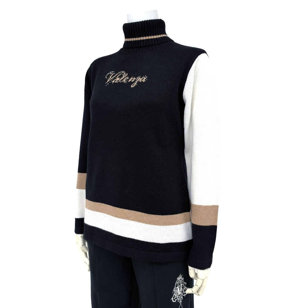 【Lサイズ】【カシミヤ混】配色タートルニット　VALENZA　5563705
