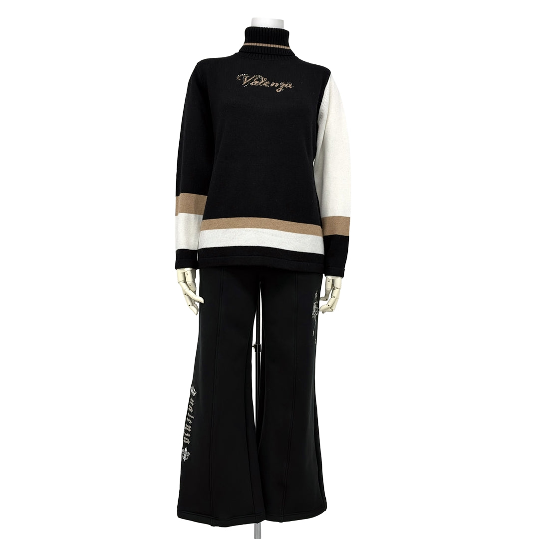 【Lサイズ】【カシミヤ混】配色タートルニット　VALENZA　5563705