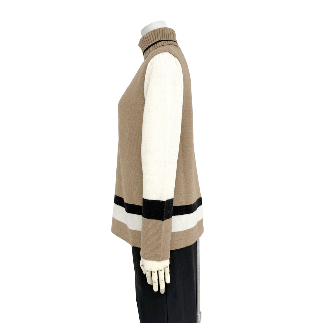 【Lサイズ】【カシミヤ混】配色タートルニット　VALENZA　5563705