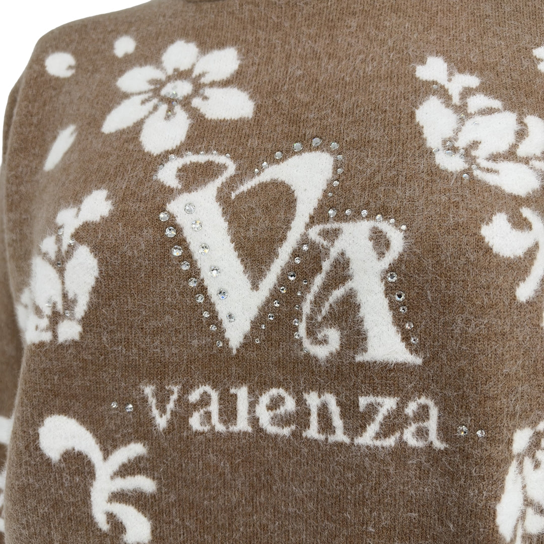 【毛100%】フラワージャガード　タートルニット　VALENZA　5163703