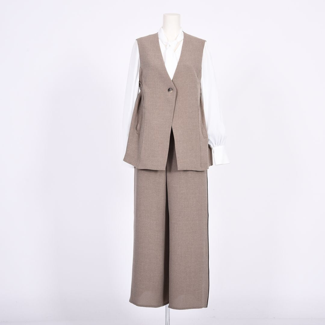 メランジツイル　ワイドパンツ　B DONNA　6056111