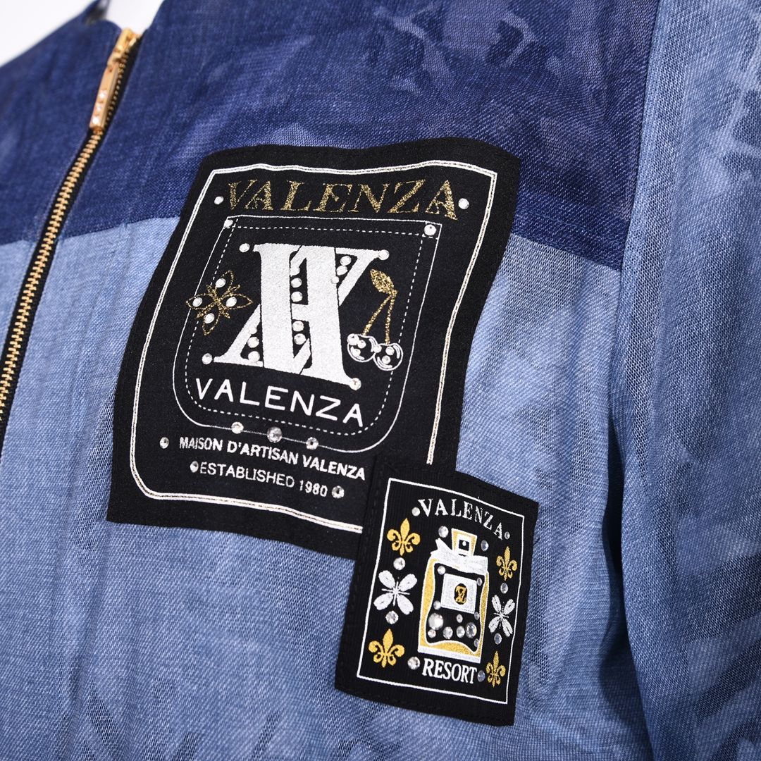 【Lサイズ】デニムチュール　ノーカラーブルゾン　VALENZA　5567406