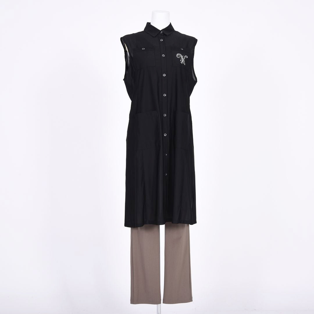 ストライプシアー　ノースリーブワンピース　VALENZA　5169401