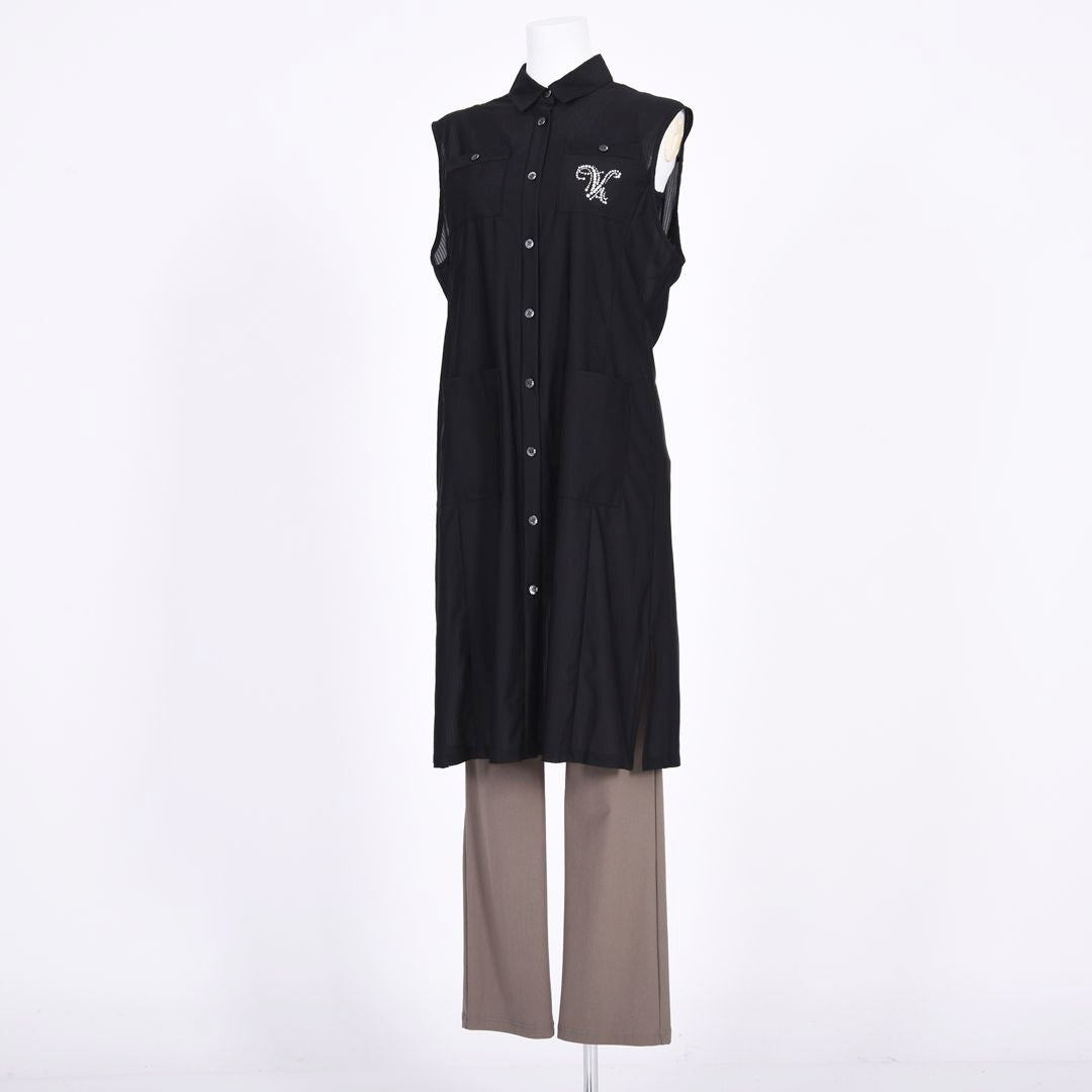 ストライプシアー　ノースリーブワンピース　VALENZA　5169401