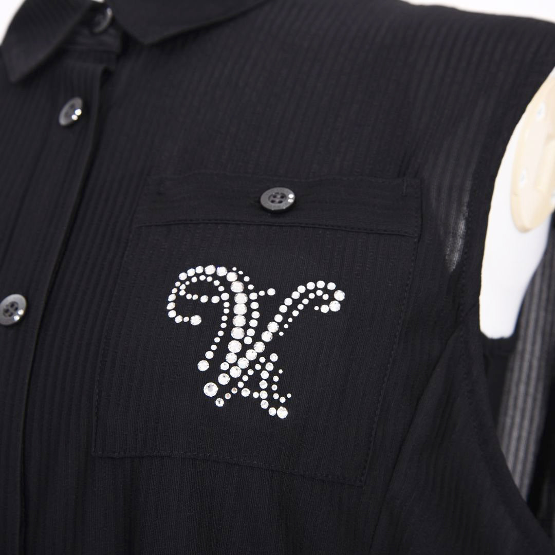 【Lサイズ】ストライプシアー　ノースリーブワンピース　VALENZA　5569401