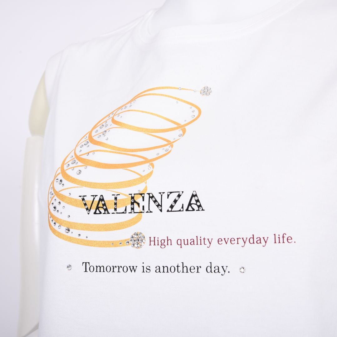 【綿100%】フロントモチーフ　ノースリーブカットソー　VALENZA　5162427