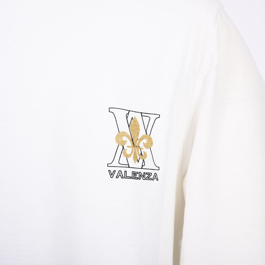 【Lサイズ】【綿100%】フロントモチーフ　5分袖カットソー　VALENZA　5562419
