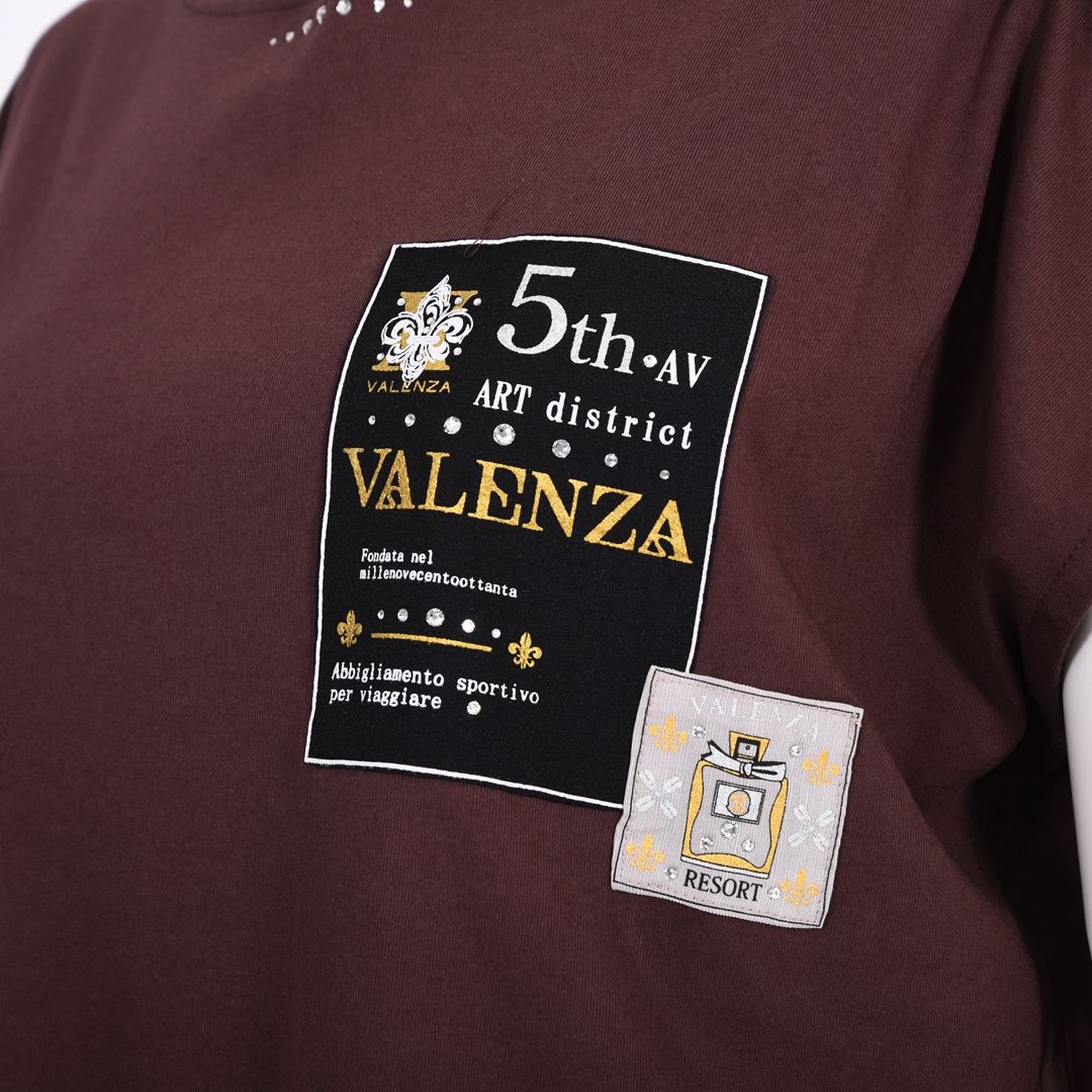【Lサイズ】【綿100%】Wワッペン　フレンチスリーブカットソー　VALENZA　5562412