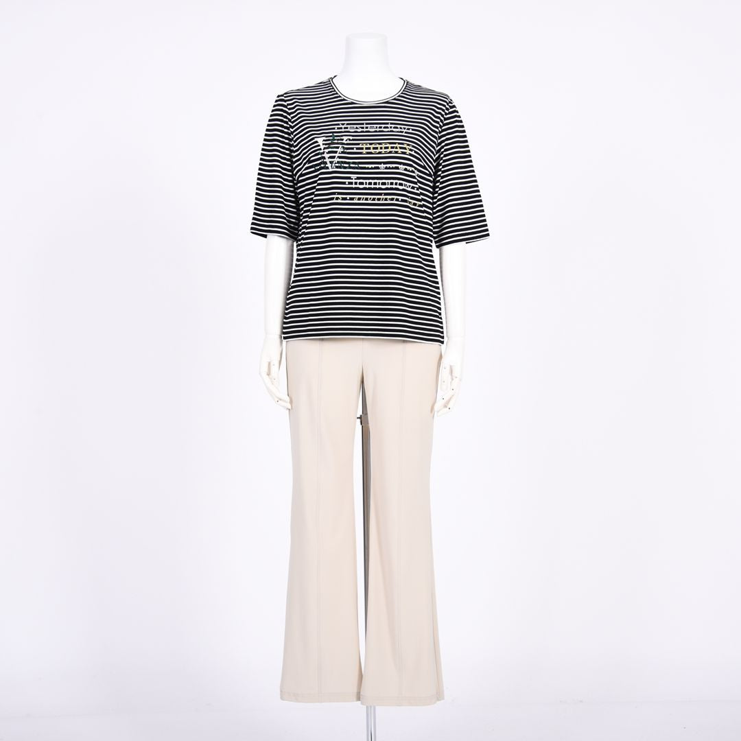 【Lサイズ】5分袖　ボーダーカットソー　VALENZA　5562404
