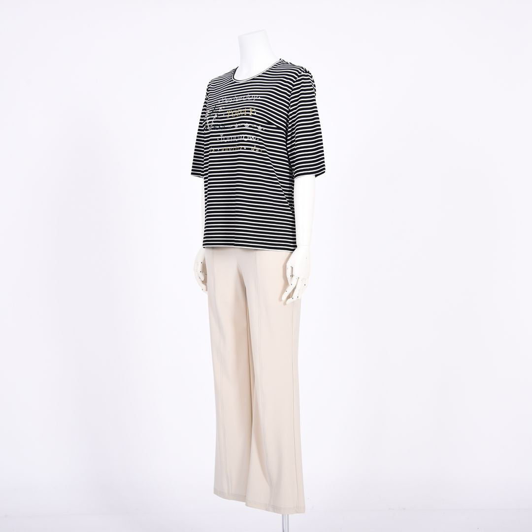 【Lサイズ】5分袖　ボーダーカットソー　VALENZA　5562404