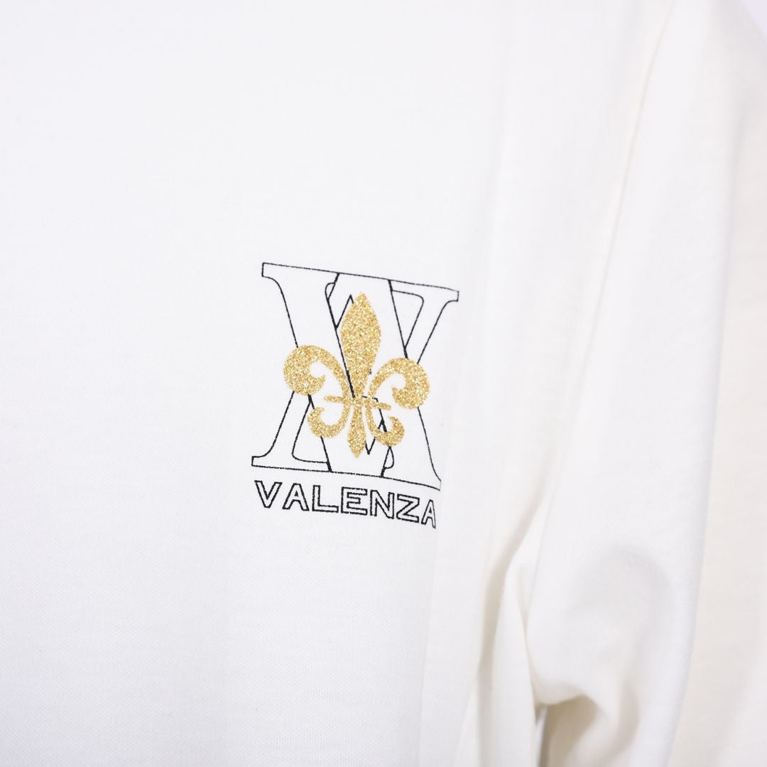 【Lサイズ】【綿100%】フロントモチーフ　5分袖カットソー　VALENZA　5562405