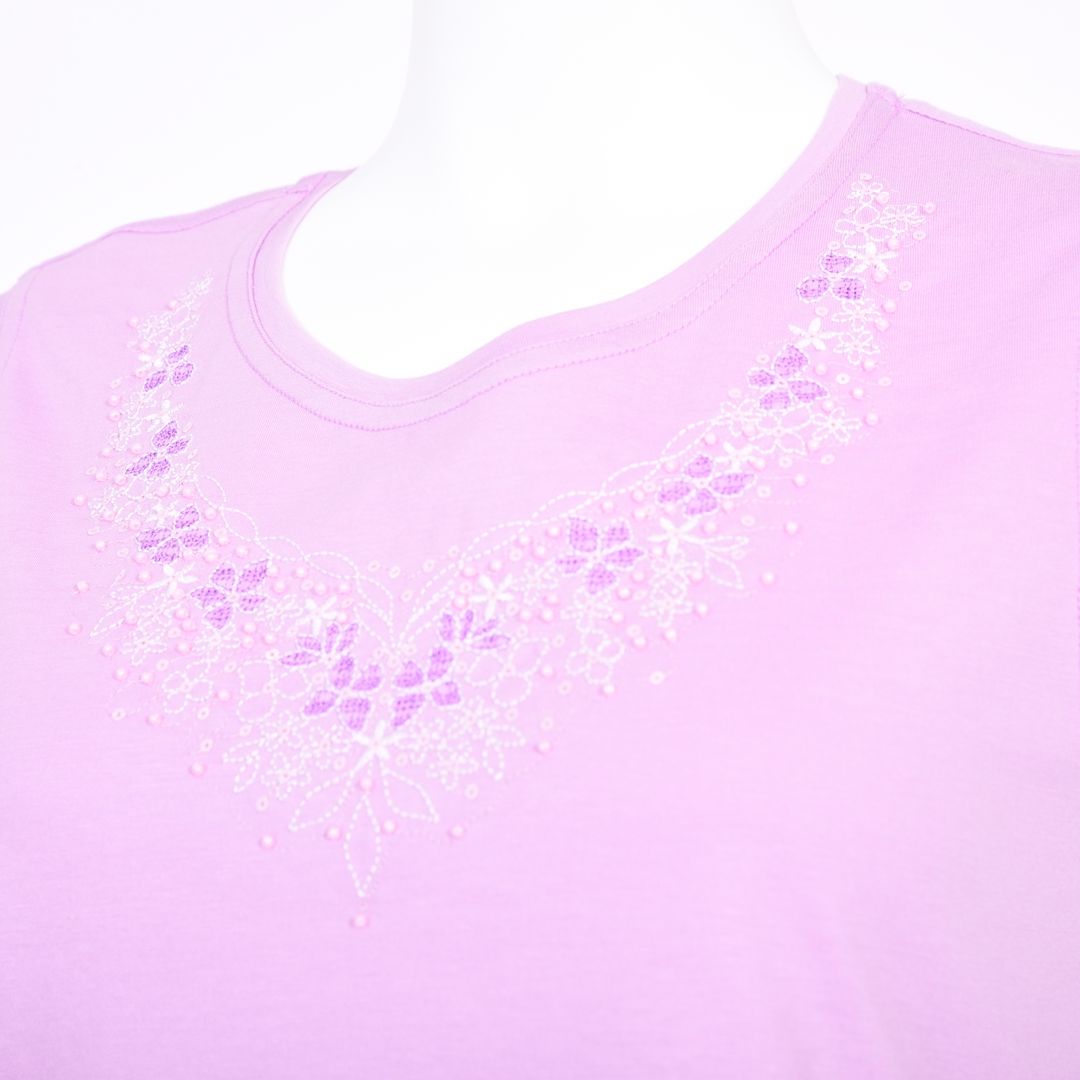 【コットン100%】刺しゅうモチーフ　ノースリーブカットソー　MIMO MODA　2562750